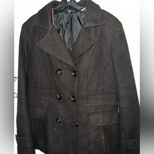 Black double-breasted women pea coat